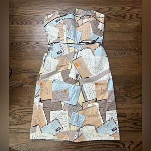 J. Crew Y2K Love Letter Postcard Strapless Dress